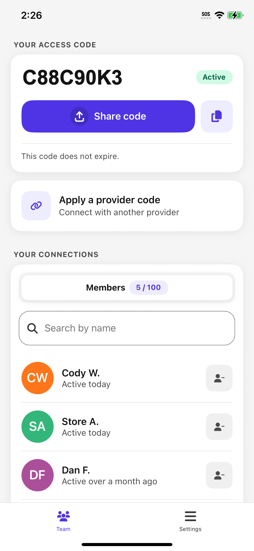 Cardeon organization screen
